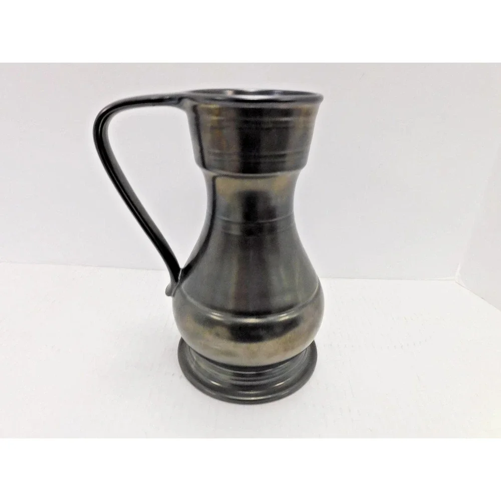 Vtg Lusterware Black Pewter Ceramic Pitcher Jug Vase Beswick England 2127 EJ253